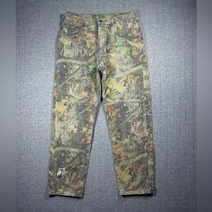Vintage Wrangler Camo Jeans Double Knee Distressed Straight Jeans Mens 35x34 Y2K
